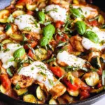 Caprese Chicken with Zucchini and Tomatoes Skillet