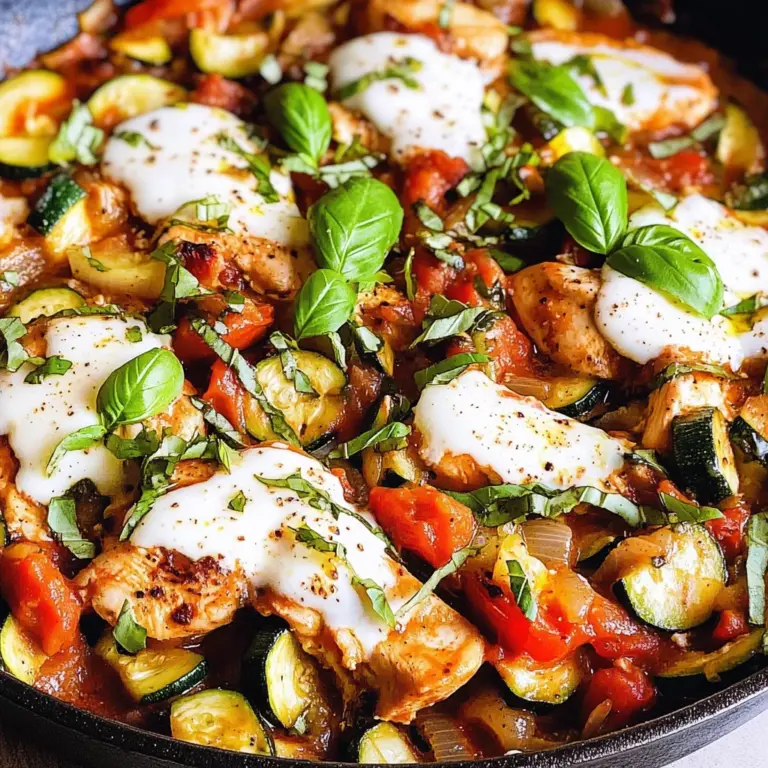 Caprese Chicken with Zucchini and Tomatoes Skillet
