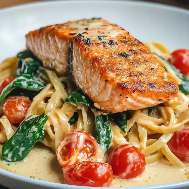 Healthy & Creamy Tuscan Salmon Pasta