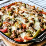 Sausage, Peppers, and Mushrooms Low-Carb Cheesy Bake