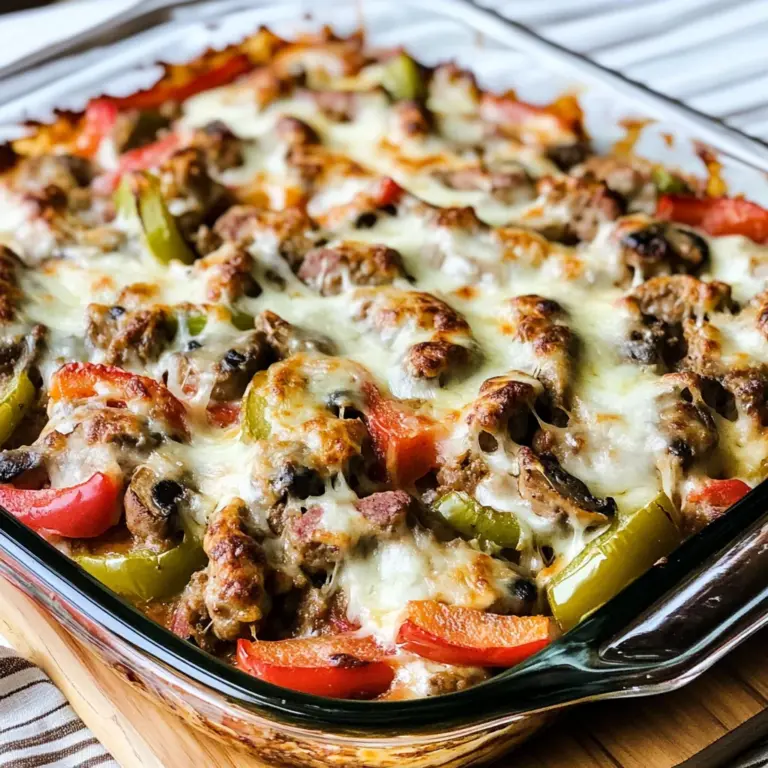 Sausage, Peppers, and Mushrooms Low-Carb Cheesy Bake