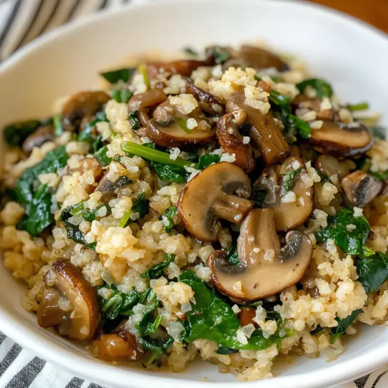 Low Carb Mushroom & Spinach Cauliflower Rice