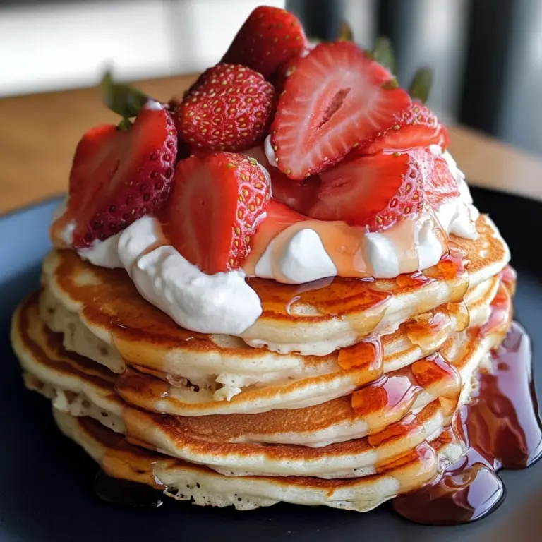 Strawberries and Cream Protein Pancakes