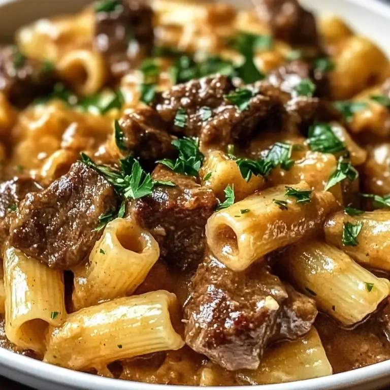 Creamy Garlic Beef Pasta