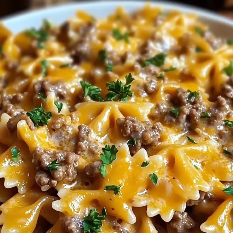 Garlic Butter Beef & Cheesy Bowtie Pasta